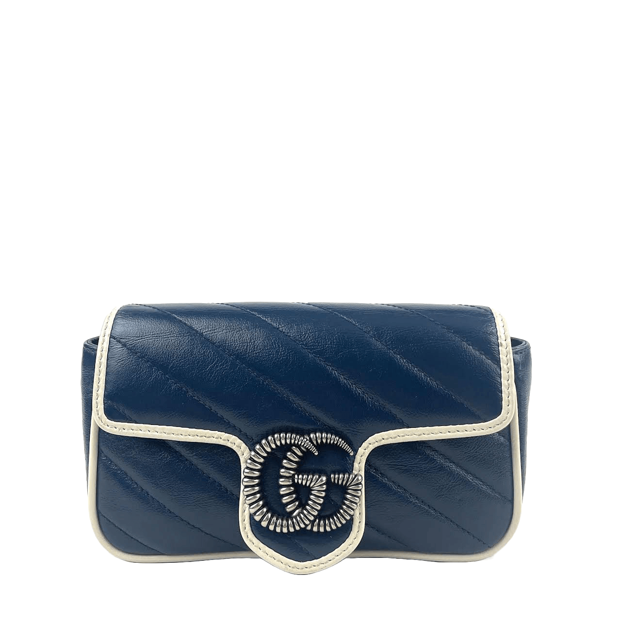 GUCCI Super Mini Matelasse GG Marmont Diagonal Torchon Shoulder Bag