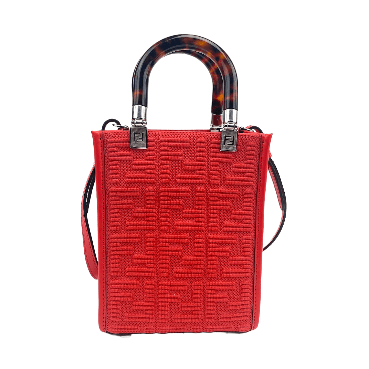 FENDI Mini Sunshine FF Fabric Shopper Tote - Red