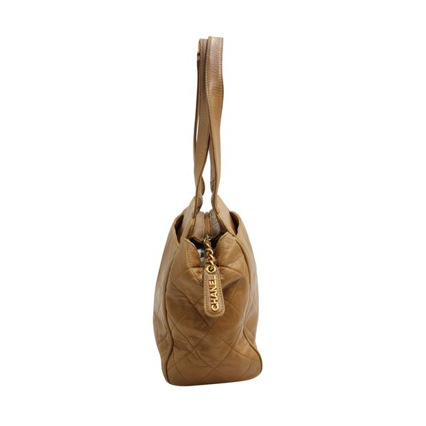 CHANEL Vintage Tan Quilted Shoulder Bag