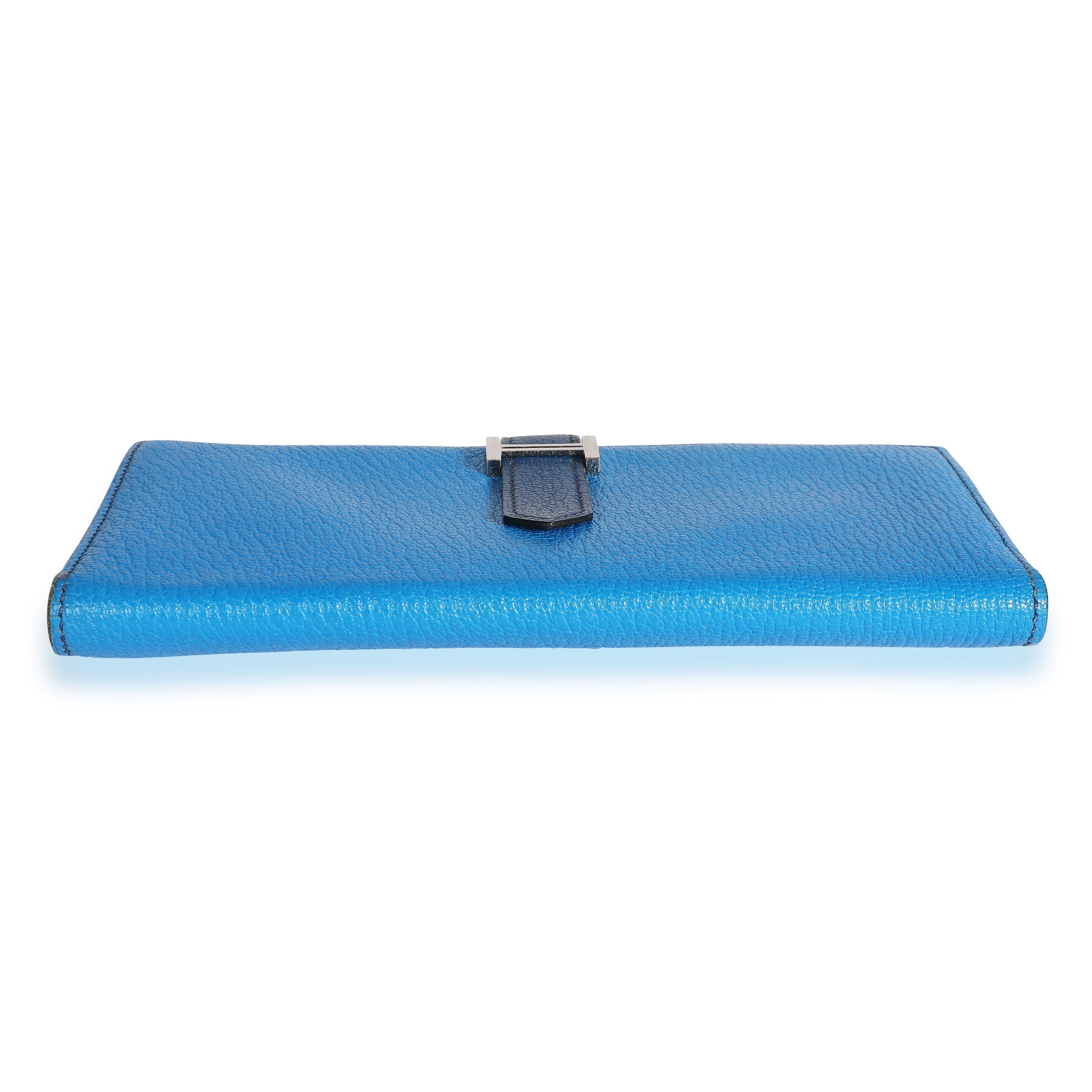Hermès Bleu Izmir & Bleu Saphir Chévre Leather Béarn Wallet PHW