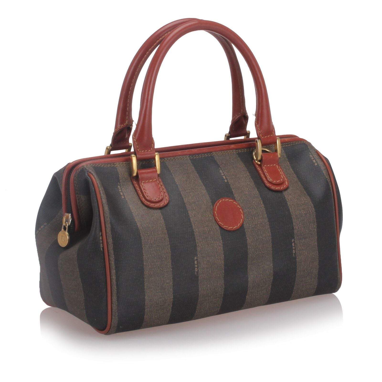 Pre-Loved Fendi Brown PVC Plastic Pequin Boston Bag Italy