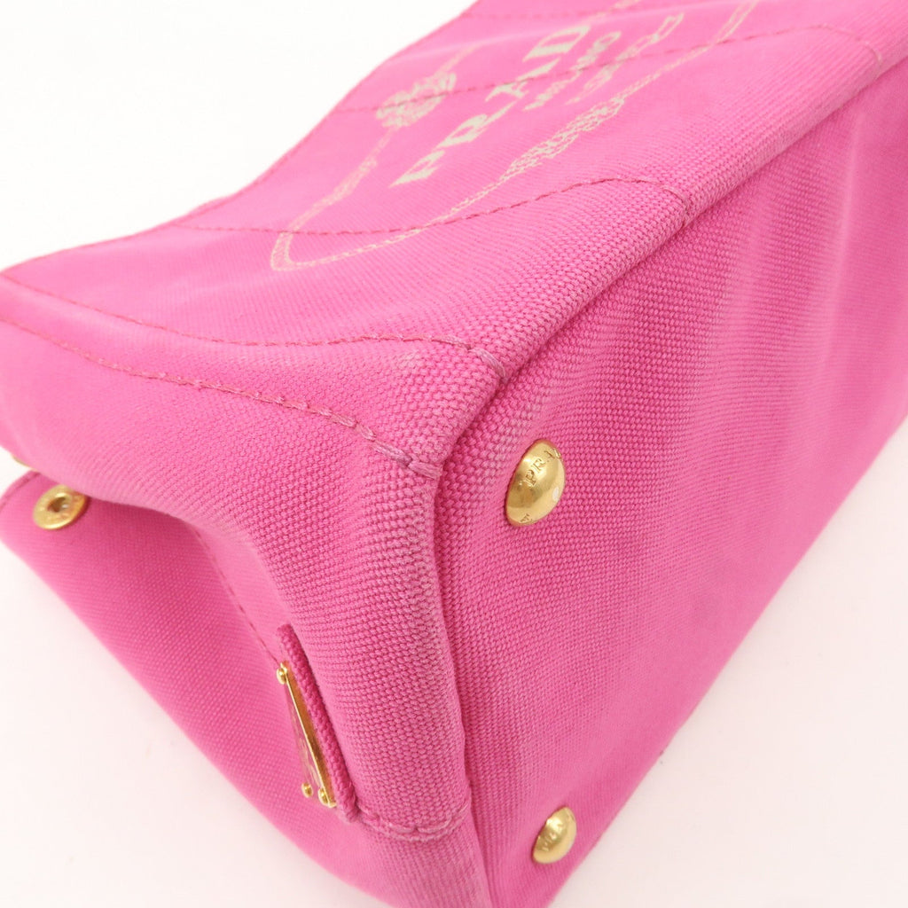 PRADA Logo Canapa Mini Canvas 2Way Shoulder Bag Pink B2439G