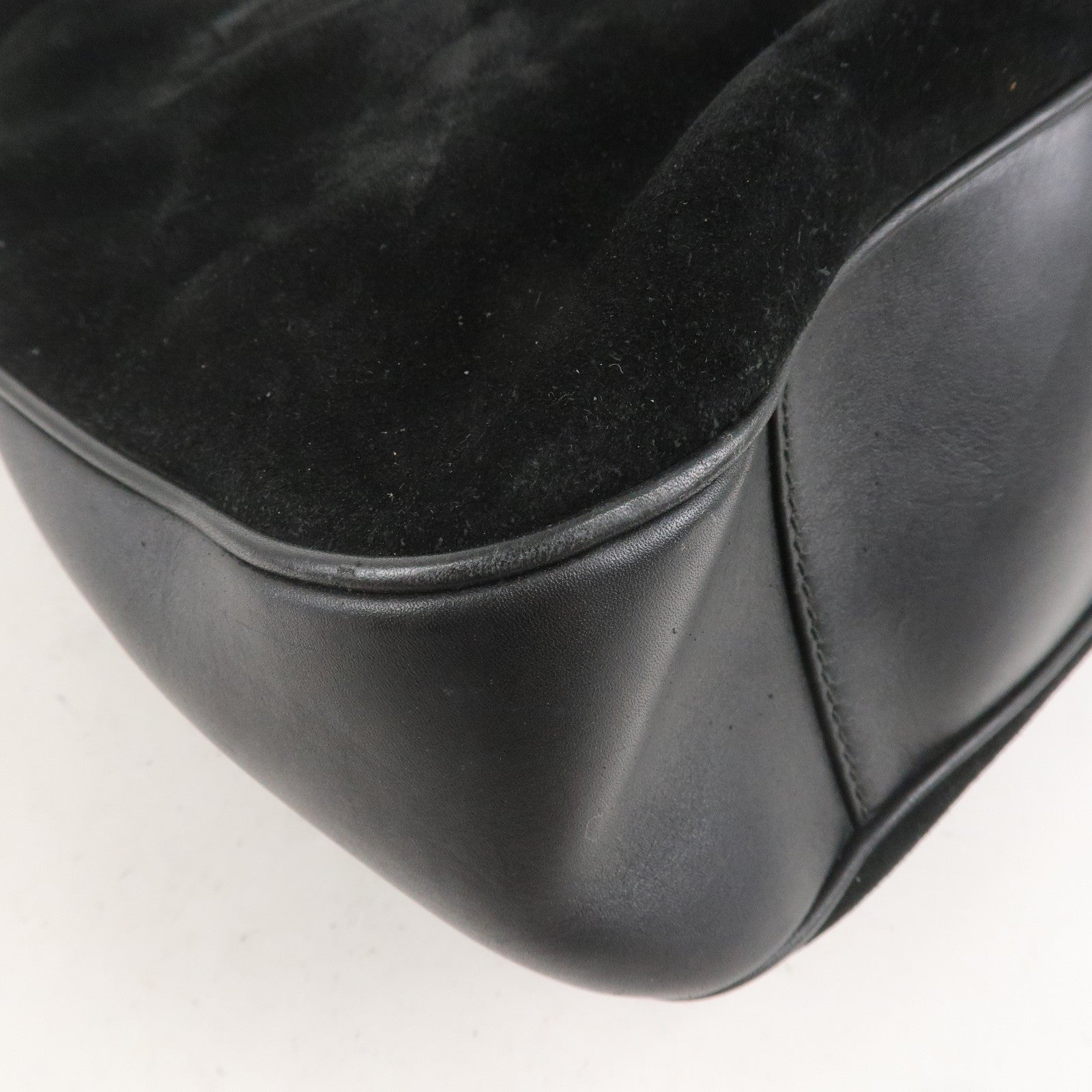 GUCCI Bamboo Suede Leather 2WAY Bag Black 001.1014.1577
