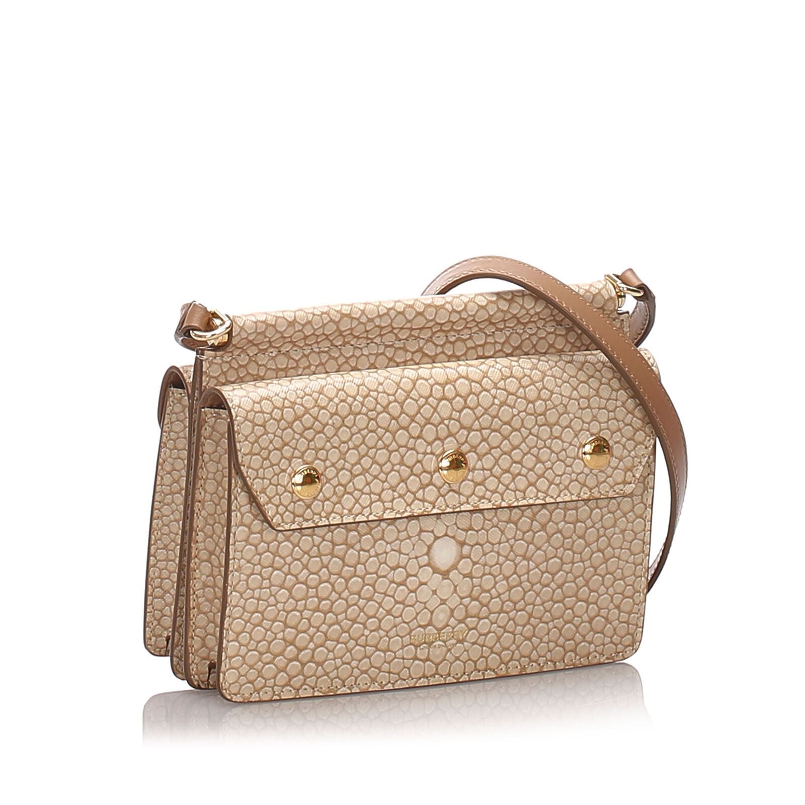 Pre-Loved Burberry Brown Printed Leather Baby Title Crossbody Bag United Kingdom