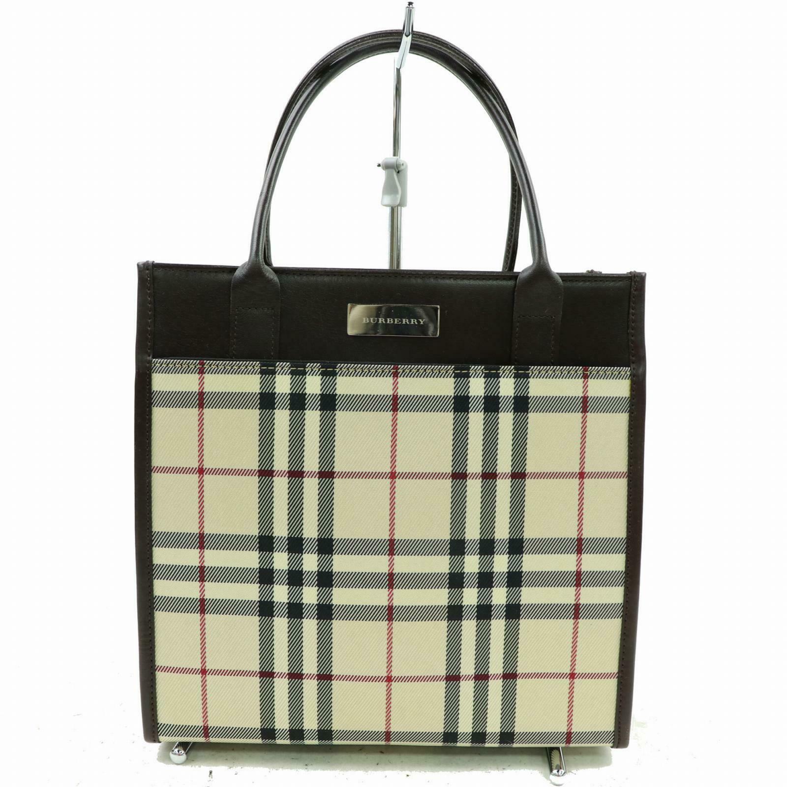 Burberry Hand Bag Beige Canvas (SHC1-16147)