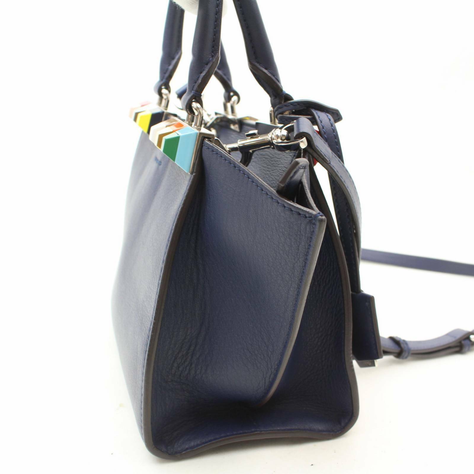 Fendi Hand Bag Mini 3 Jours Blue Leather (SHC1-14705)