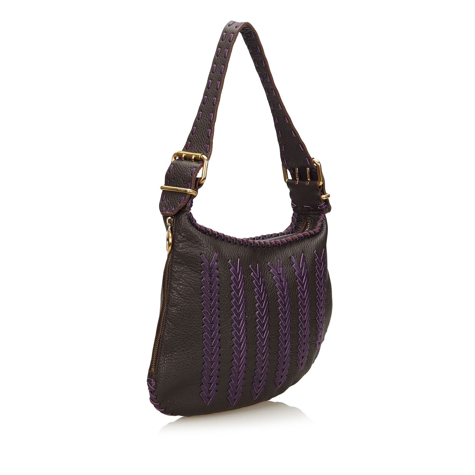 Pre-Loved Fendi Brown Dark Others Leather Chevron Shoulder Bag Italy