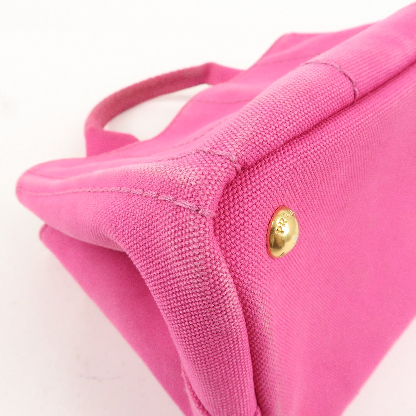 PRADA Canapa Mini Canvas Tote Bag Hand Bag Pink BN2439