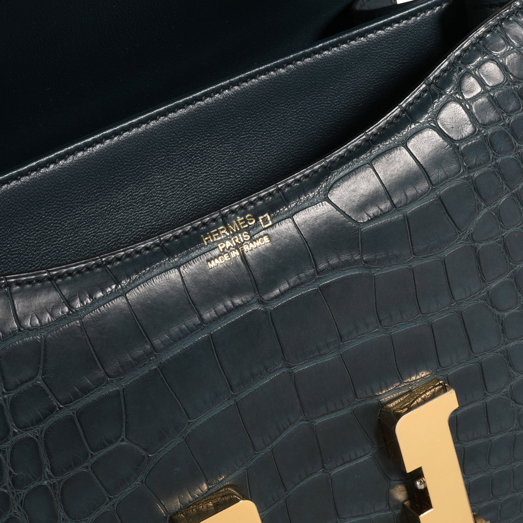 NIB Hermès Vert Rousseau Matte Alligator Constance 24 GHW