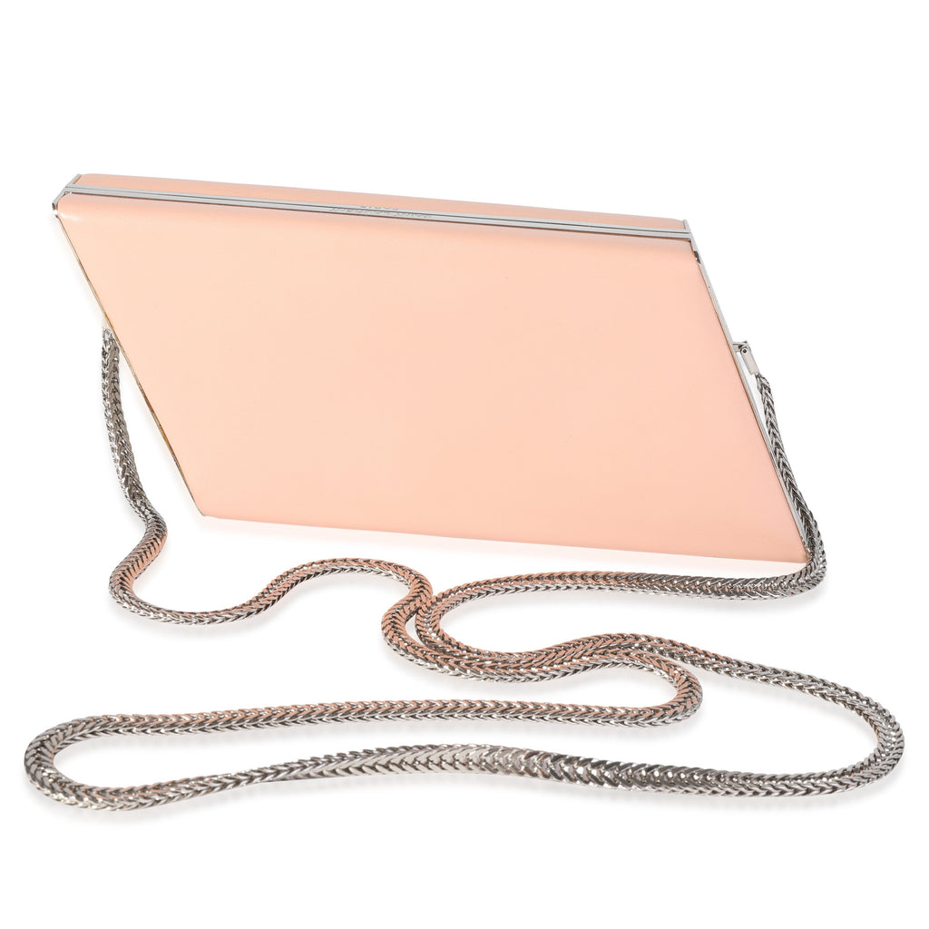 SAINT LAURENT Pink Leather Diagonal Box Chain Clutch