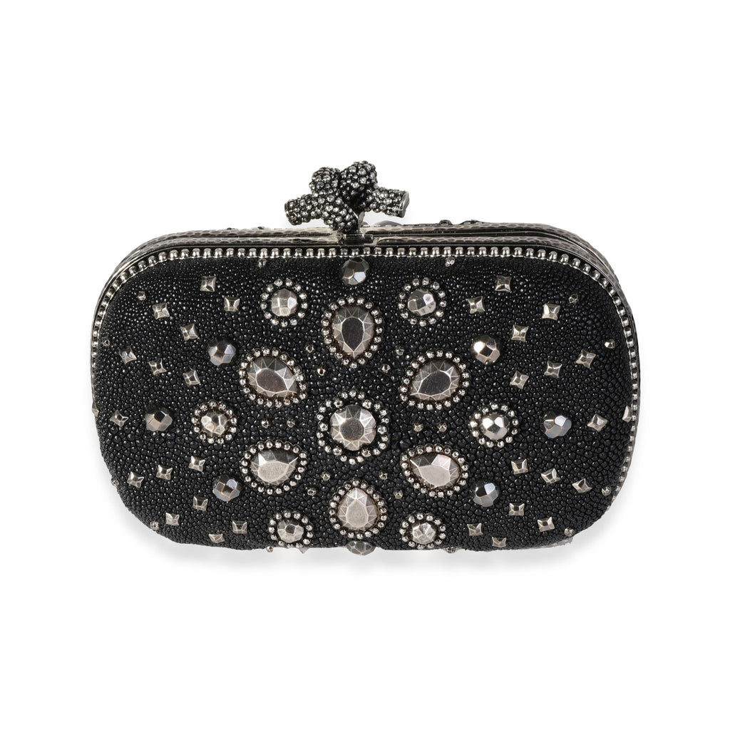 Bottega Veneta Stingray Embellished Knot Clutch