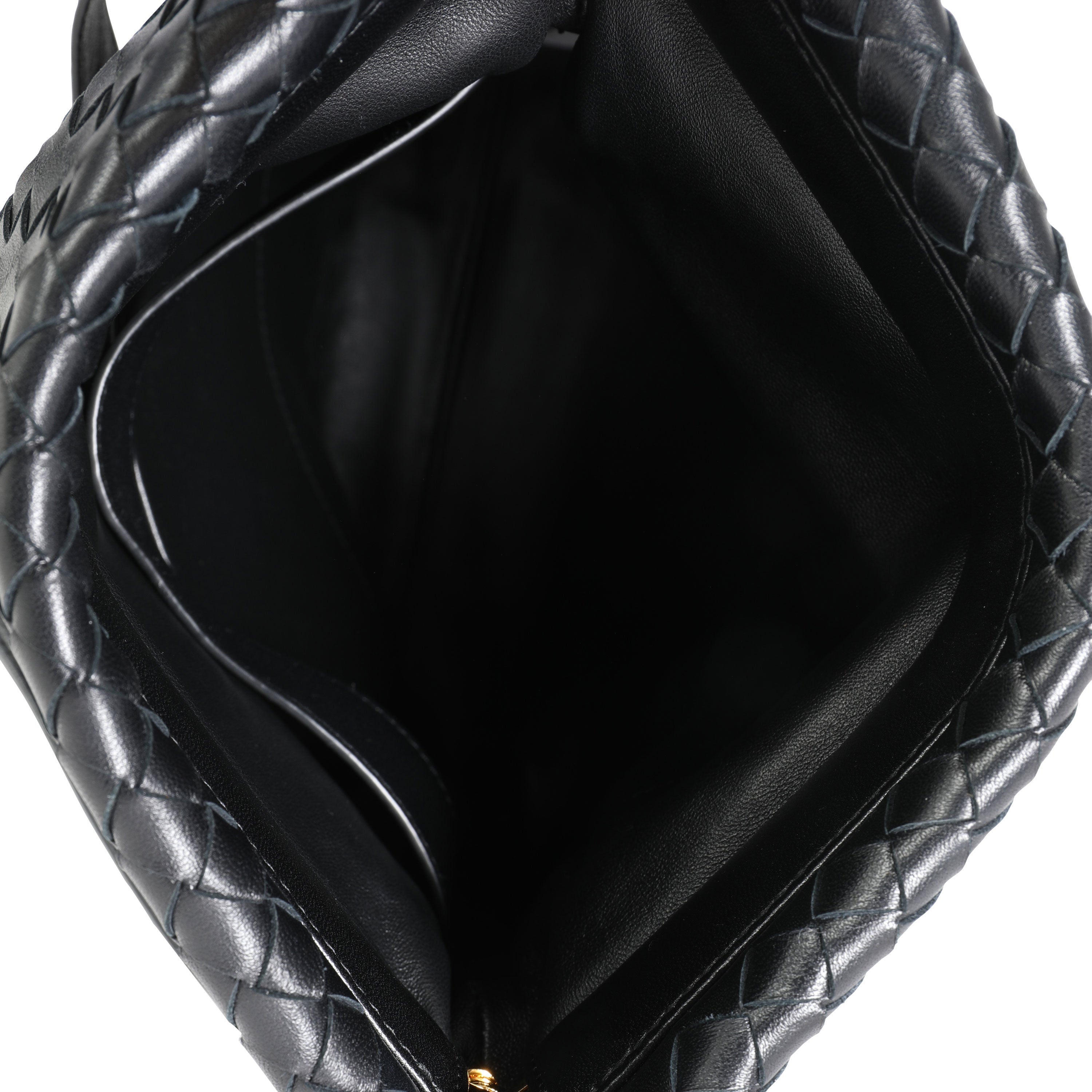 Bottega Veneta Black Intrecciato Leather Fold Crossbody Bag