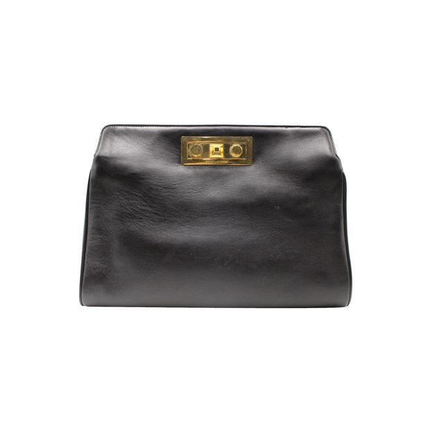 SAINT LAURENT Black 2 Way Crossbody Clutch