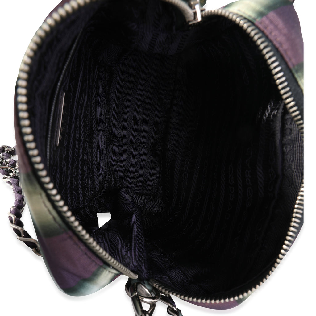 Prada Purple and Grey Striped Nylon Camera Bag