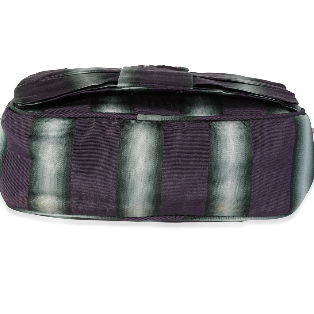 Prada Purple and Grey Striped Nylon Camera Bag