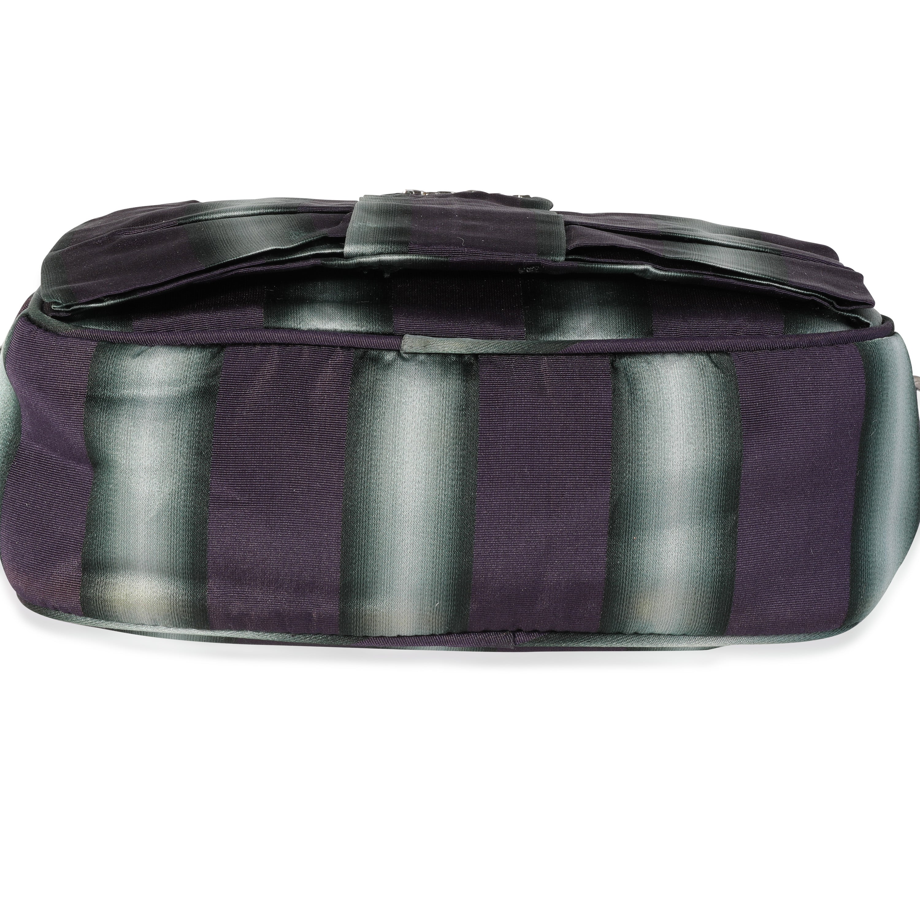 Prada Purple and Grey Striped Nylon Camera Bag