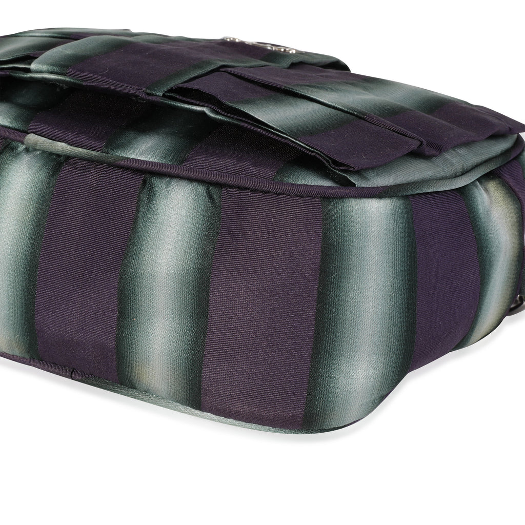 Prada Purple and Grey Striped Nylon Camera Bag