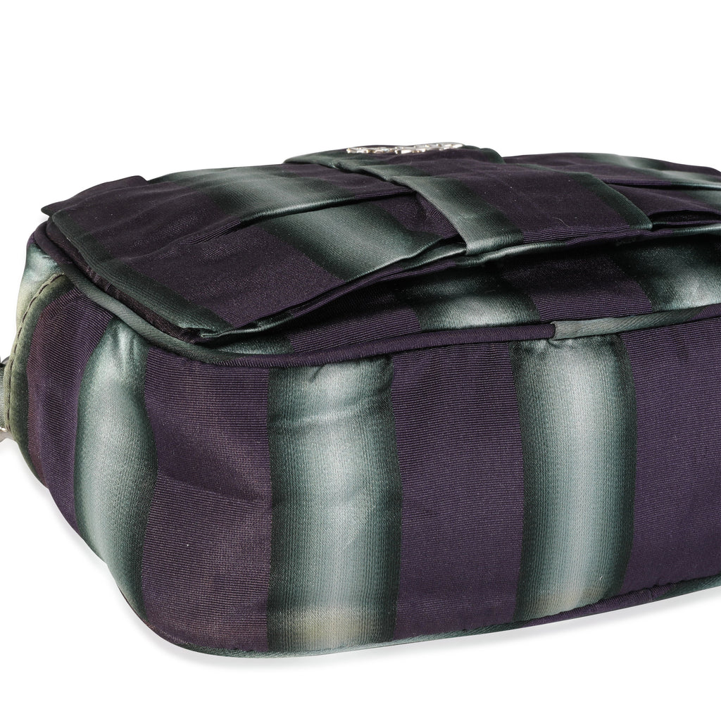 Prada Purple and Grey Striped Nylon Camera Bag