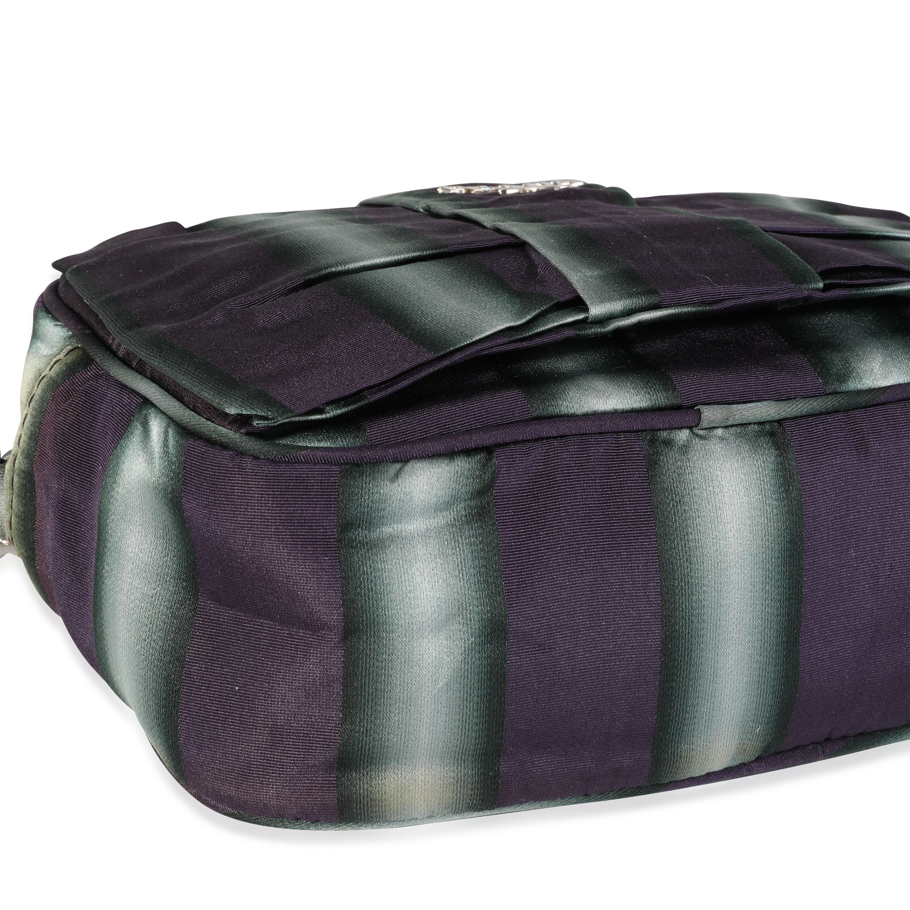Prada Purple and Grey Striped Nylon Camera Bag