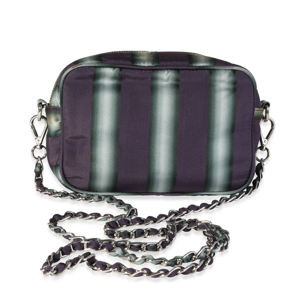 Prada Purple and Grey Striped Nylon Camera Bag