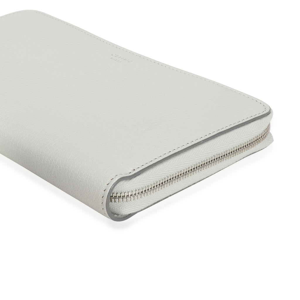 Celine Cement Leather Large Zip-Around Wallet