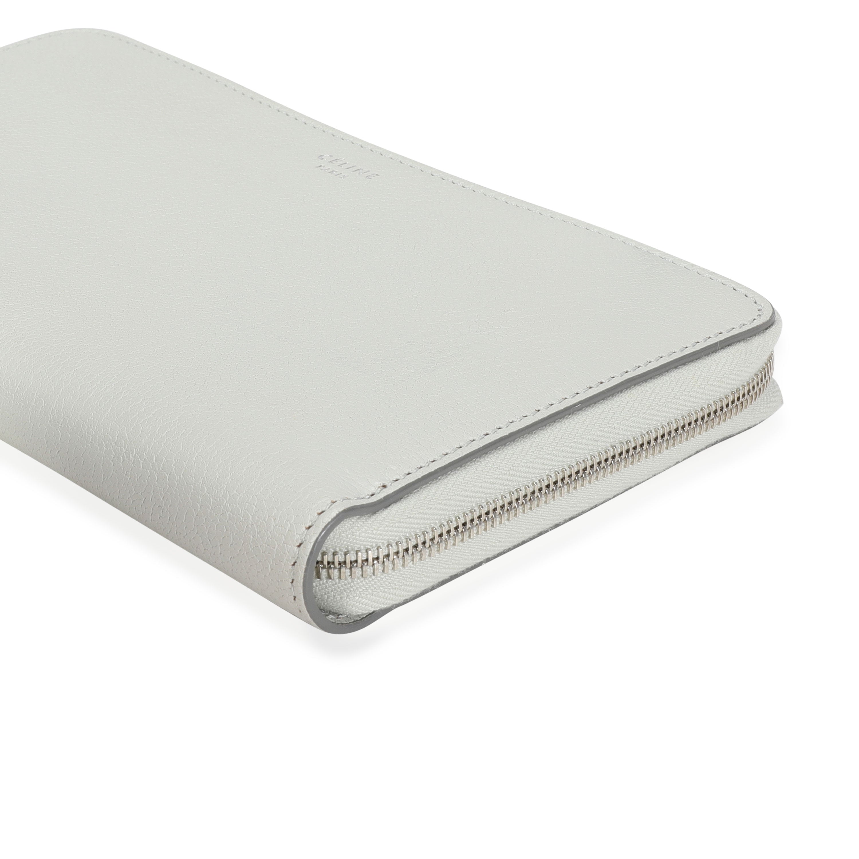 Celine Cement Leather Large Zip-Around Wallet