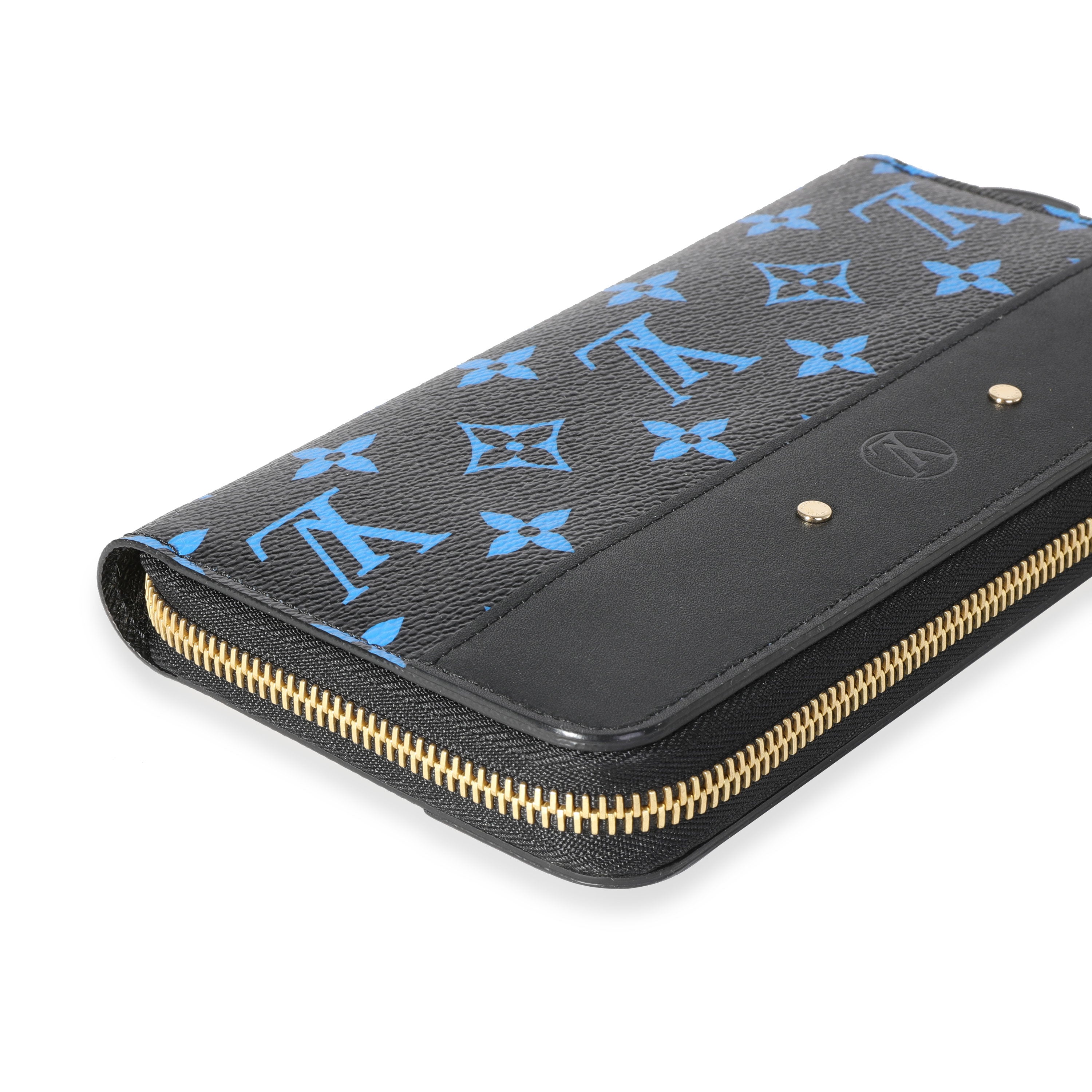 Louis Vuitton Blue & Black Monogram Canvas Zippy Wallet