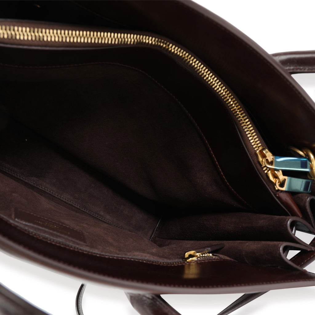 SAINT LAURENT Brown Woven Leather Small Sac De Jour
