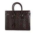 SAINT LAURENT Brown Woven Leather Small Sac De Jour