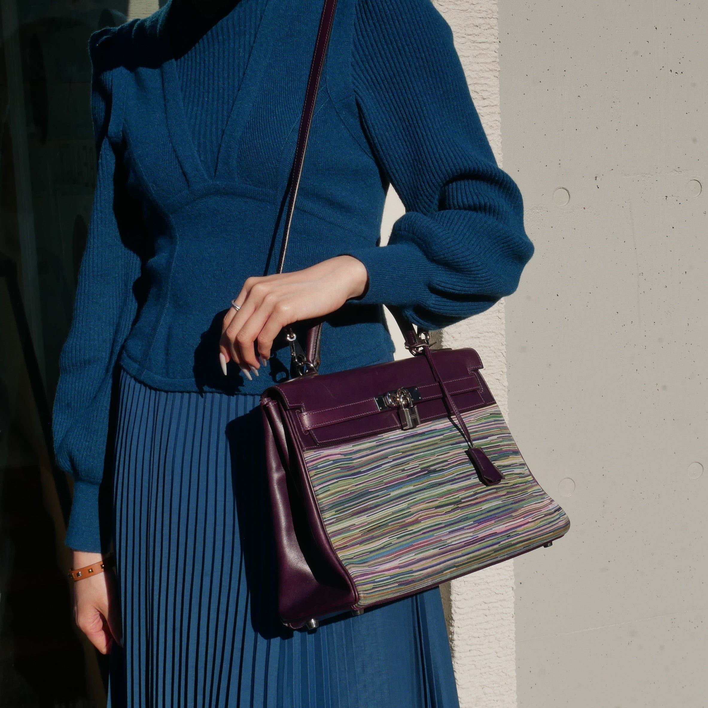 HERMES KELLY 32 RETOURNE Vibrato Box Calf Raisin
