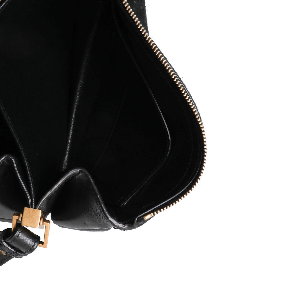 SAINT LAURENT Black Suede All Over Monogram Crossbody Bag