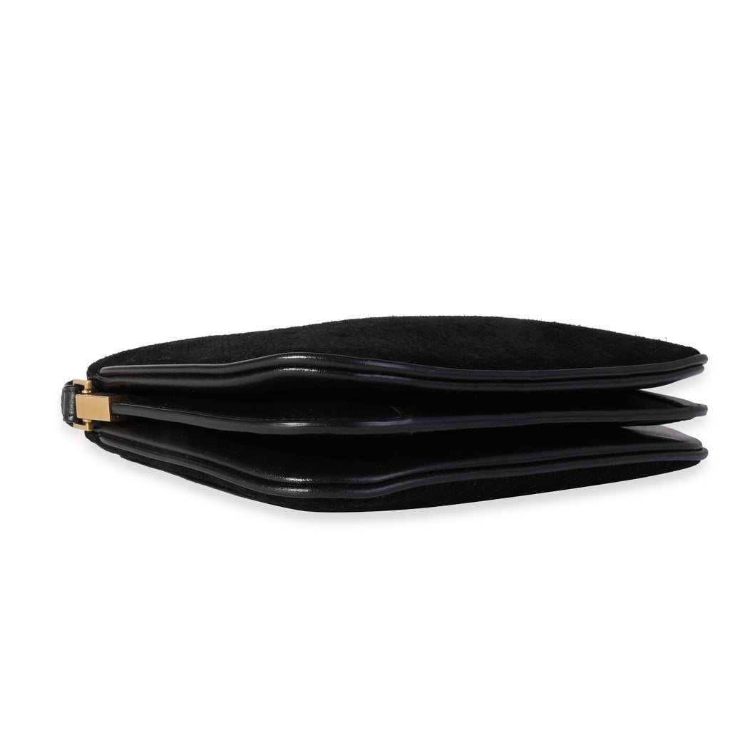SAINT LAURENT Black Suede All Over Monogram Crossbody Bag