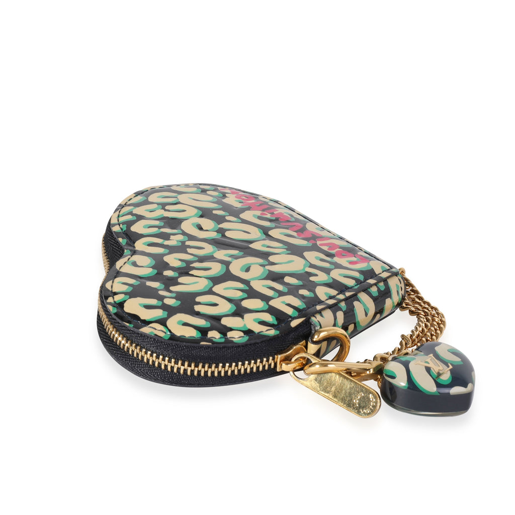 Louis Vuitton x Stephen Sprouse Bleu Infini Leopard Vernis Heart Coin Purse
