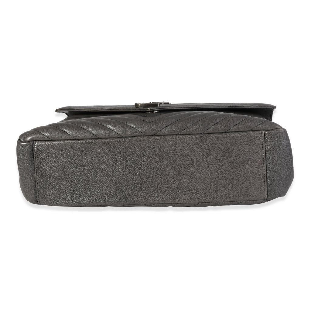 SAINT LAURENT Gray Matelasse Sheepskin Large College Bag