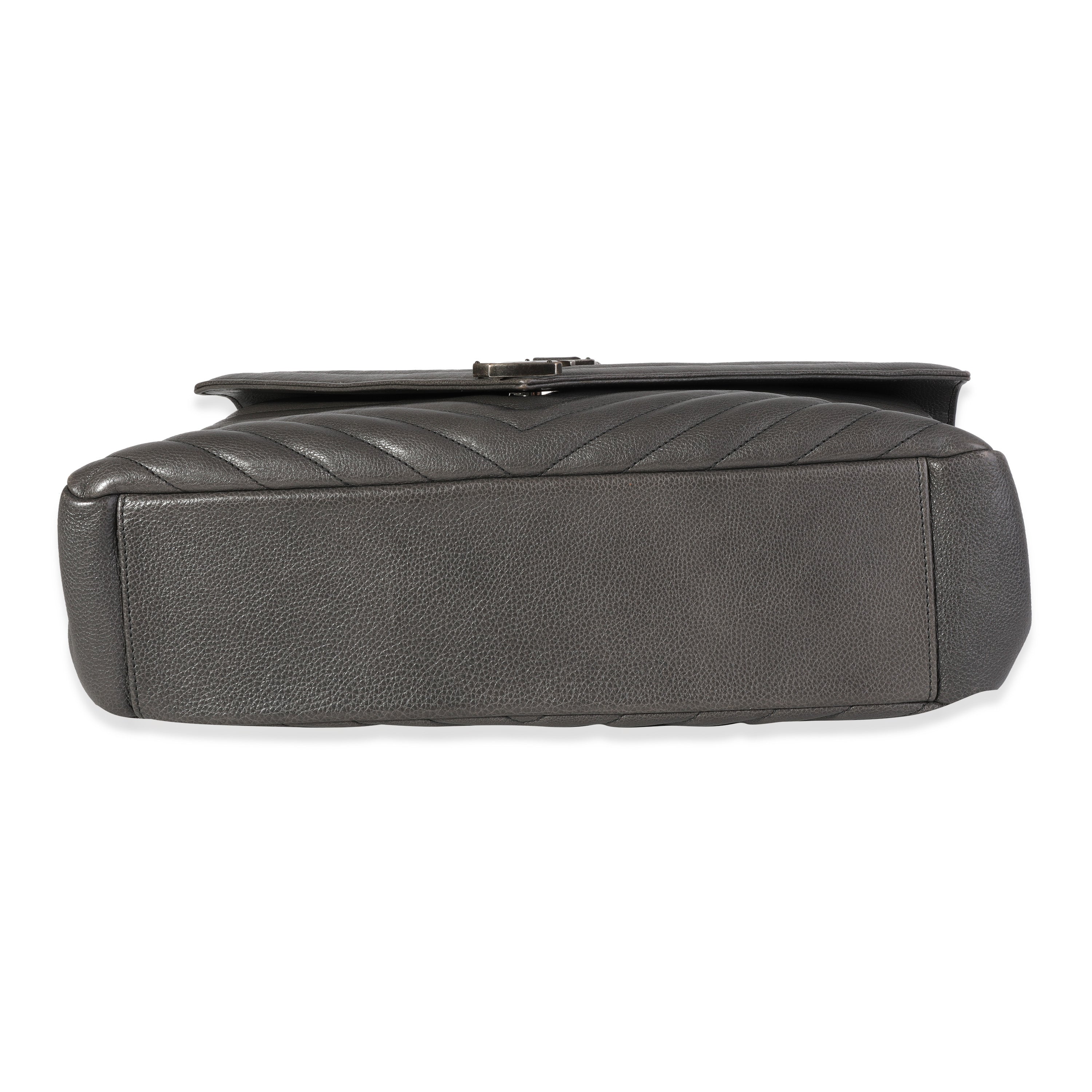 SAINT LAURENT Gray Matelasse Sheepskin Large College Bag