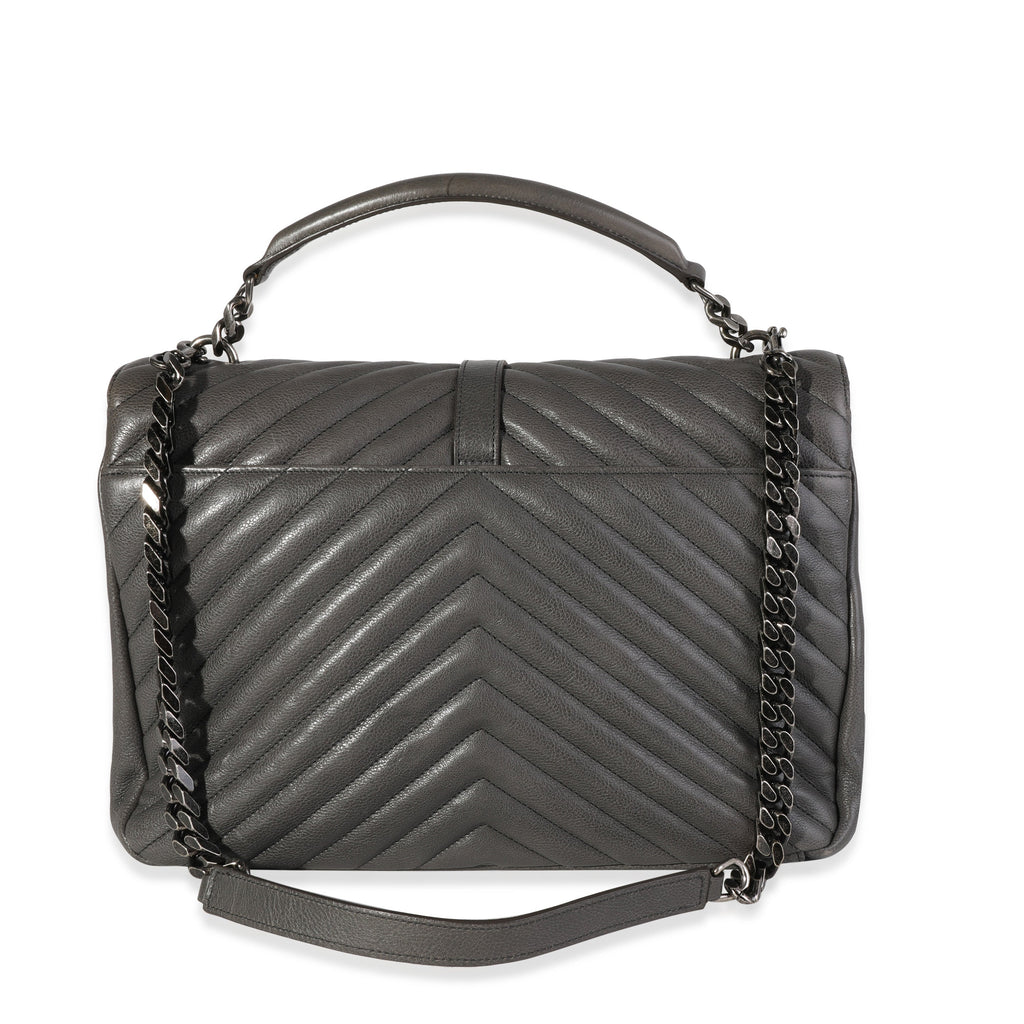 SAINT LAURENT Gray Matelasse Sheepskin Large College Bag