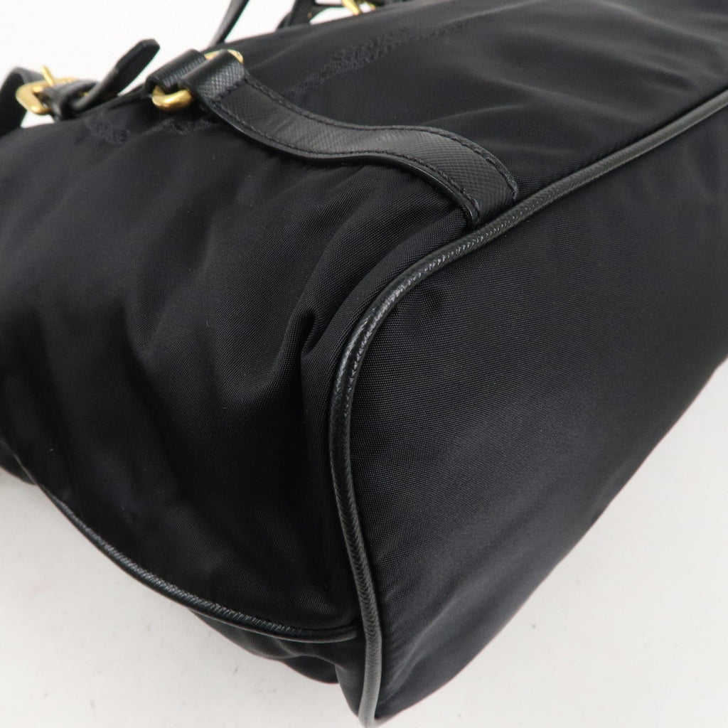 PRADA Logo Nylon Leather 2WAY Bag Shoulder Bag Black
