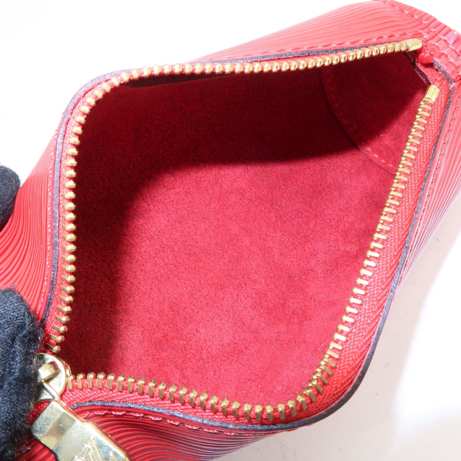 Louis Vuitton Epi Set of 2 Pouch For Soufflot Hand Bag Black Red