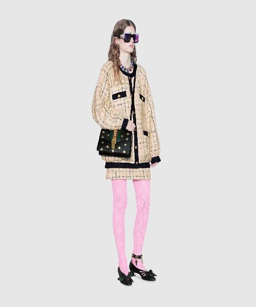 Gucci Sylvie Bee Star Small Shoulder Bag Black