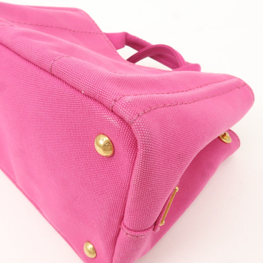 PRADA Logo Canapa Mini Canvas 2Way Shoulder Bag Pink B2439G