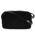 SAINT LAURENT Black Suede & Leather All-Over Monogram Camera Bag