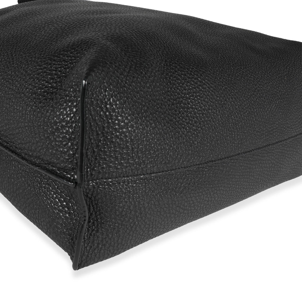 SAINT LAURENT Black Grained Leather Passamaneria Patti Tote