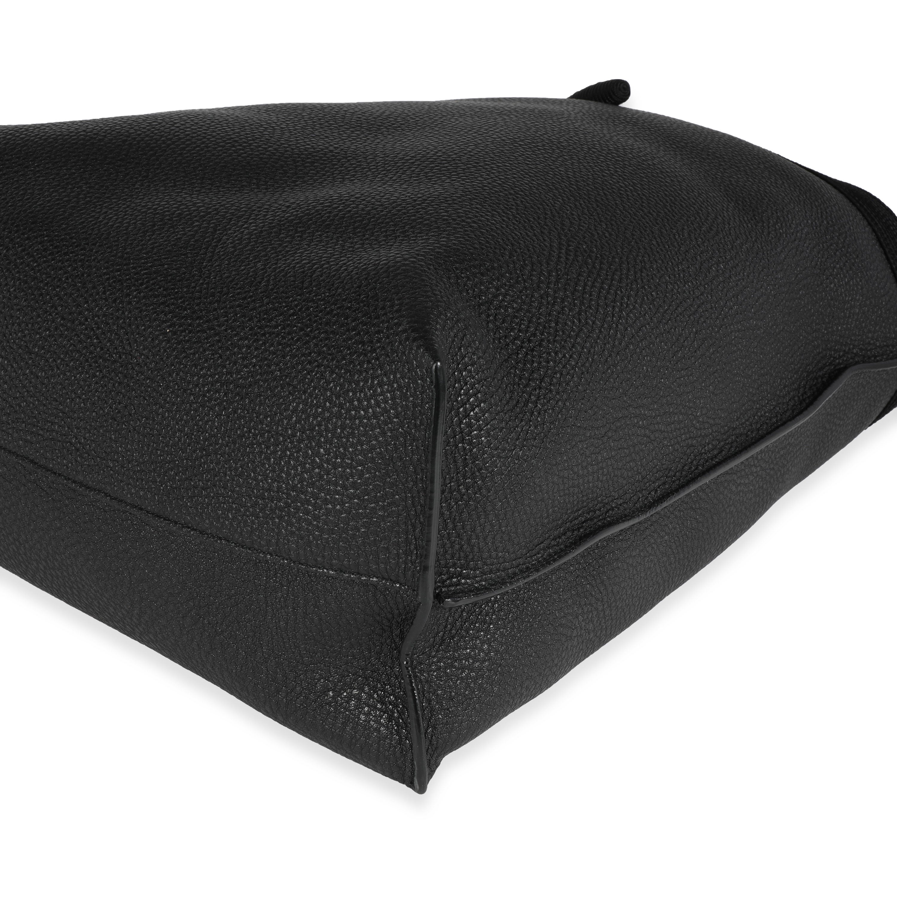 SAINT LAURENT Black Grained Leather Passamaneria Patti Tote