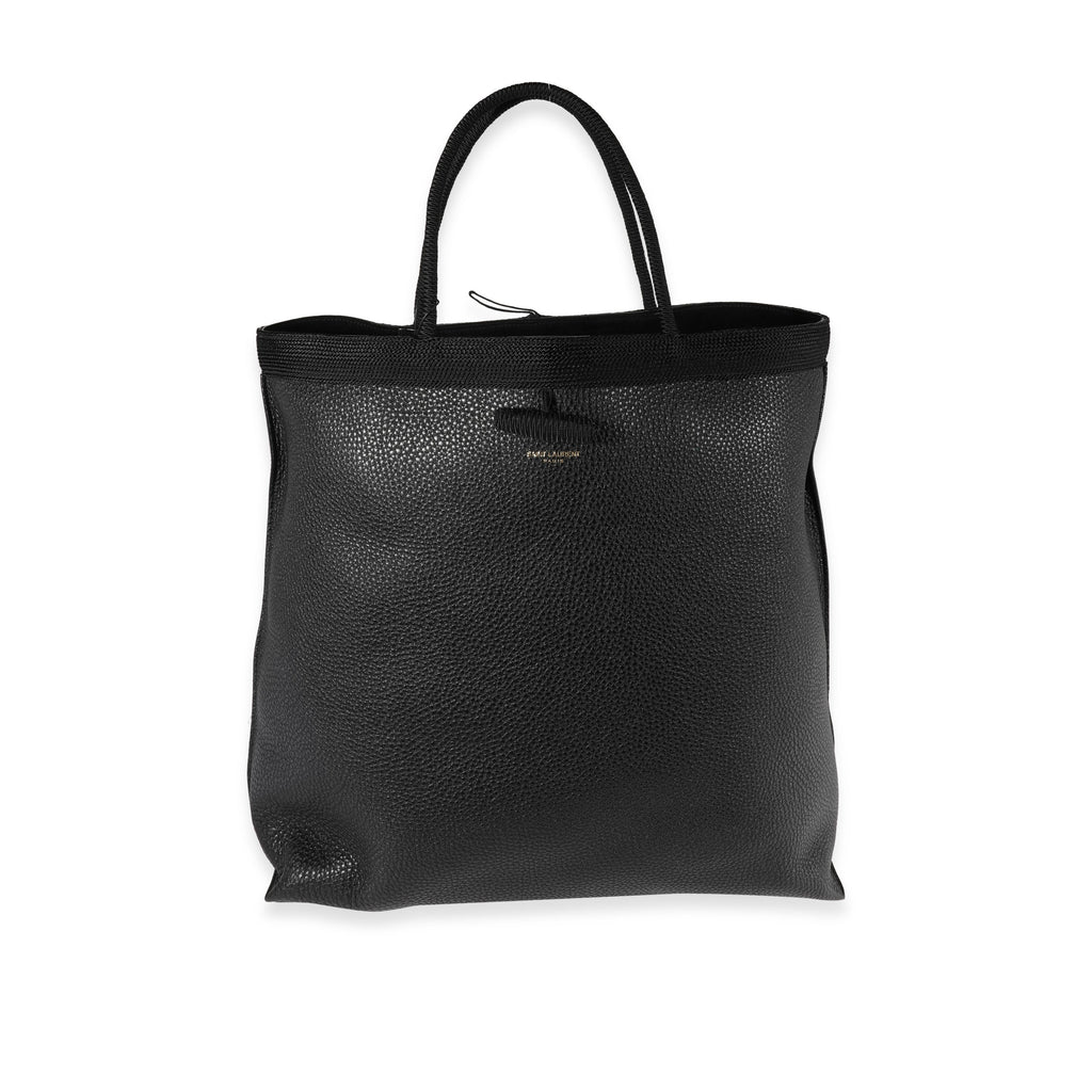 SAINT LAURENT Black Grained Leather Passamaneria Patti Tote
