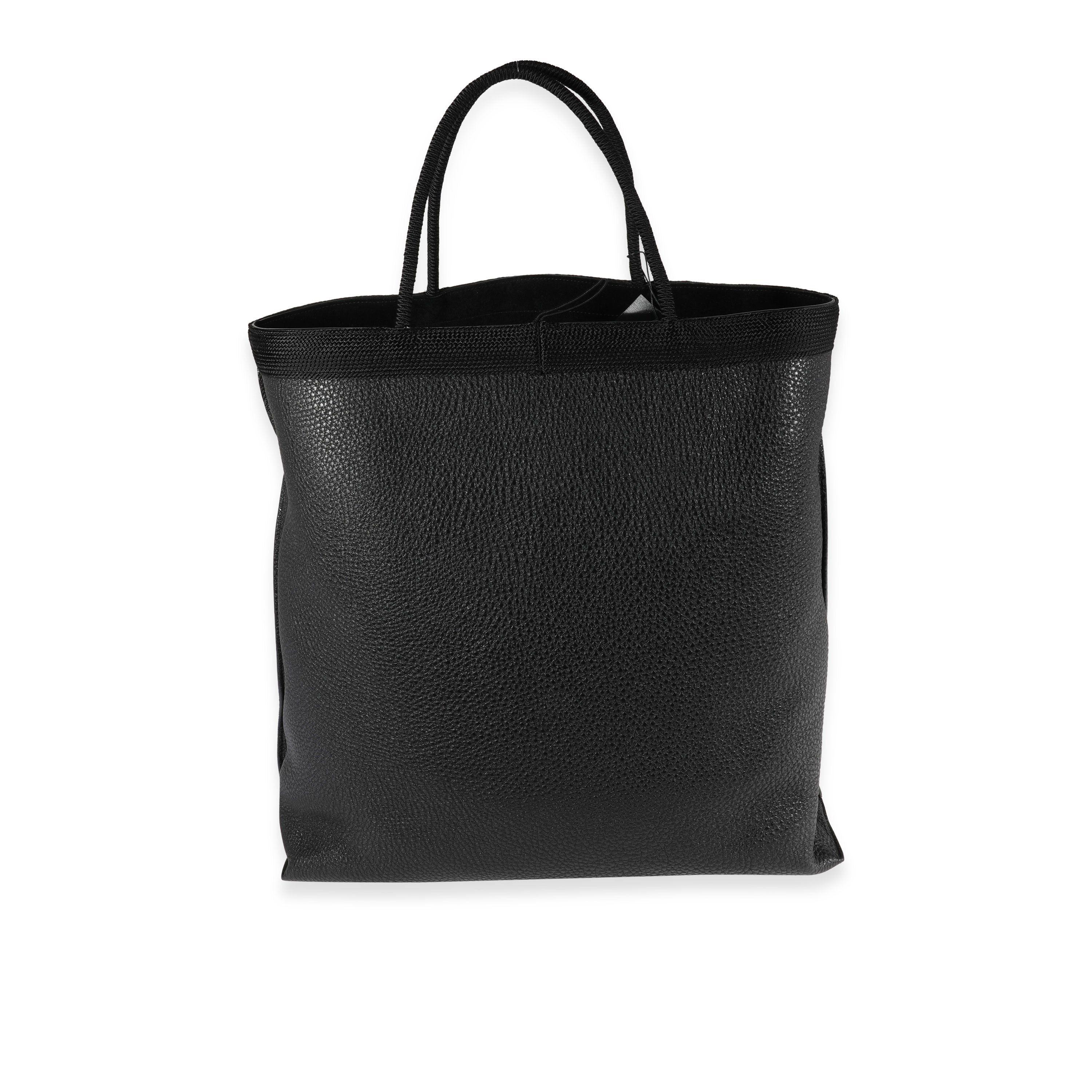 SAINT LAURENT Black Grained Leather Passamaneria Patti Tote