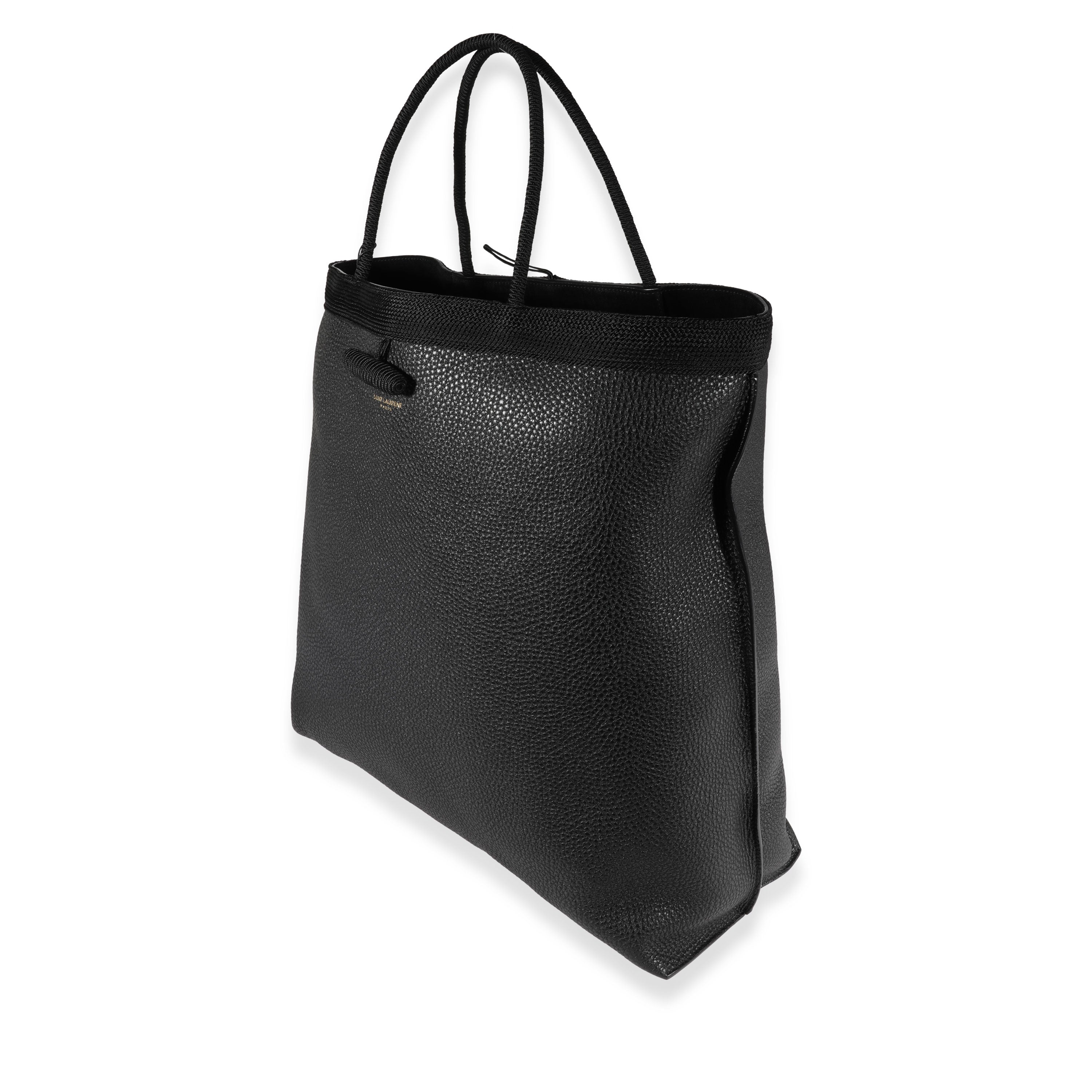 SAINT LAURENT Black Grained Leather Passamaneria Patti Tote