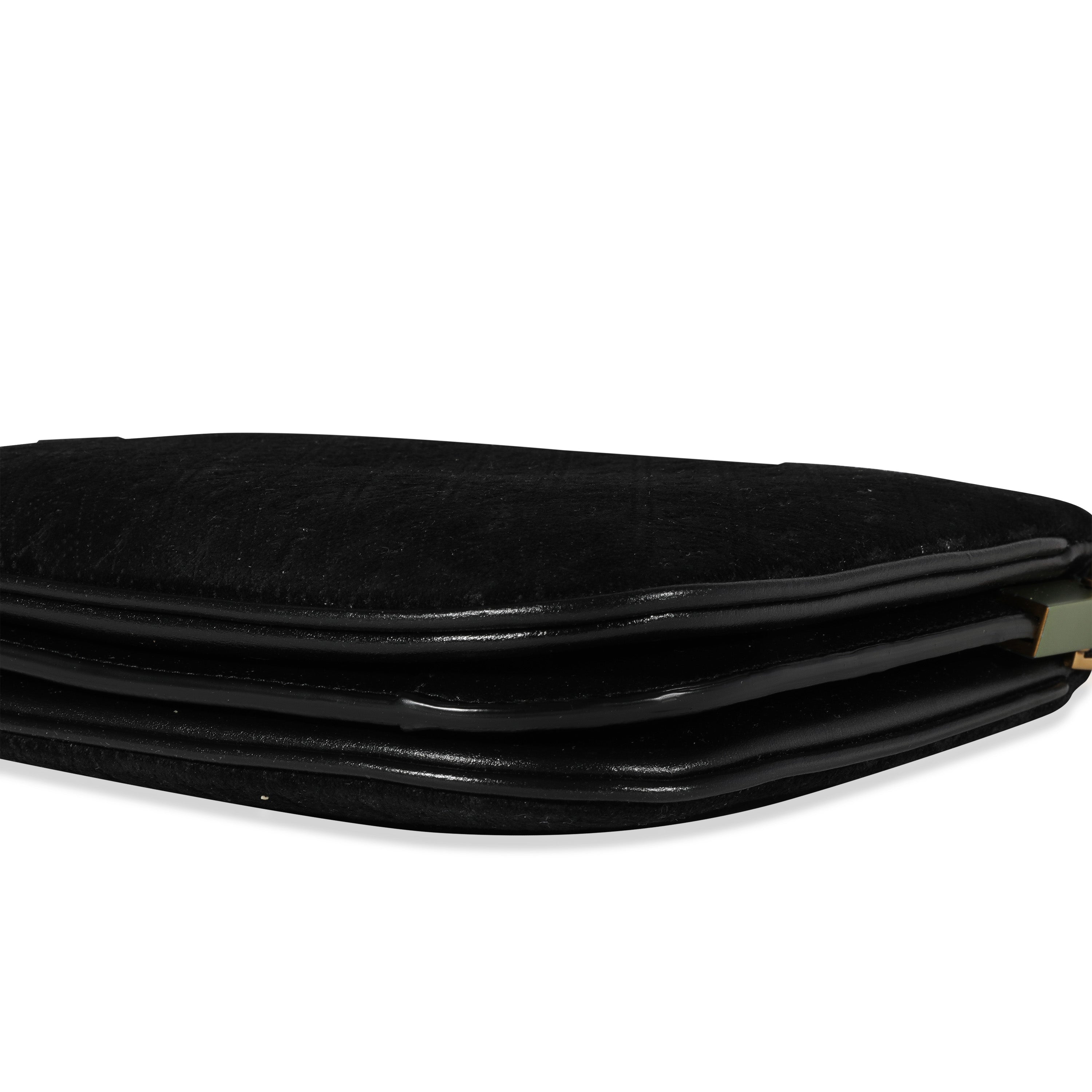 SAINT LAURENT Black Suede & Leather All-Over Monogram Bag