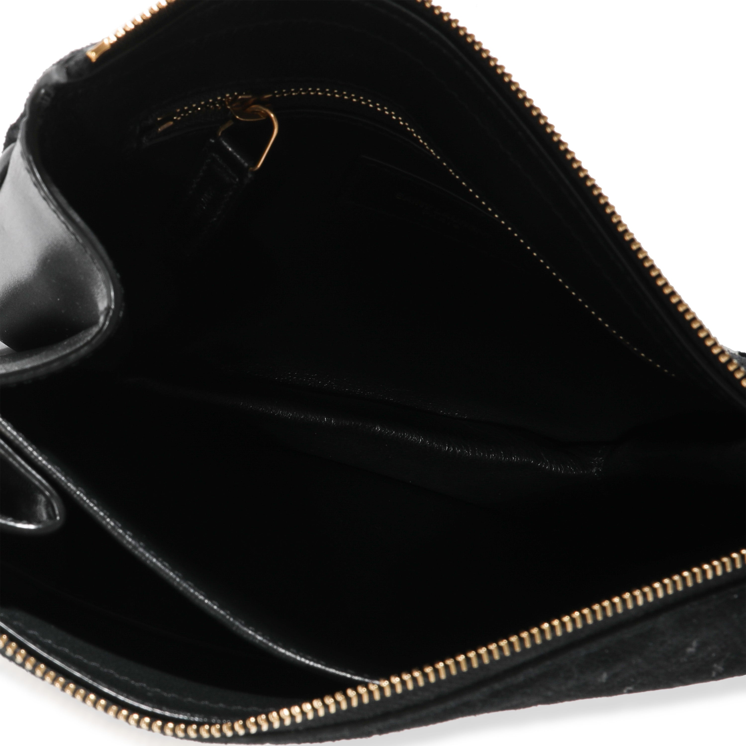 SAINT LAURENT Black Suede & Leather All-Over Monogram Bag
