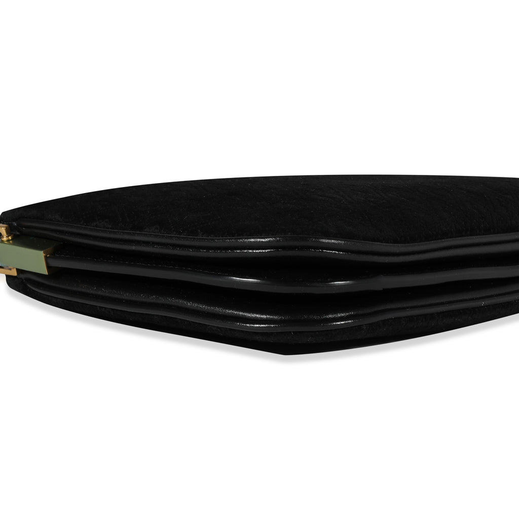 SAINT LAURENT Black Suede & Leather All-Over Monogram Bag