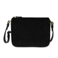 SAINT LAURENT Black Suede & Leather All-Over Monogram Bag